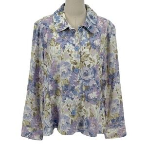 Crofts & Barrow Floral Jacket XL Button Up Long Sleeve Cotton Blend‎